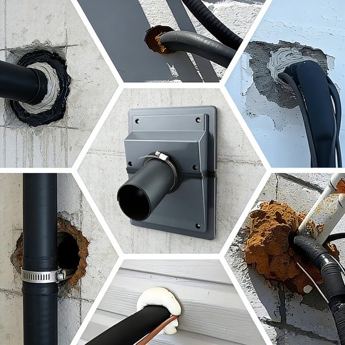 WGSWX HVAC Wall Penetration Cover & Line Set Cover Kit - Professional Seal and Protection Sleeve for Indoor & Outdoor Mini Split Air Conditioner Pipes Outlet Retrofit 2-3/8", Gray