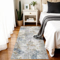 Skiennix Modern 2x5 Hallway Runner Rug - Abstract Washable Ultra Soft Non-Slip Carpet | Blue/Beige