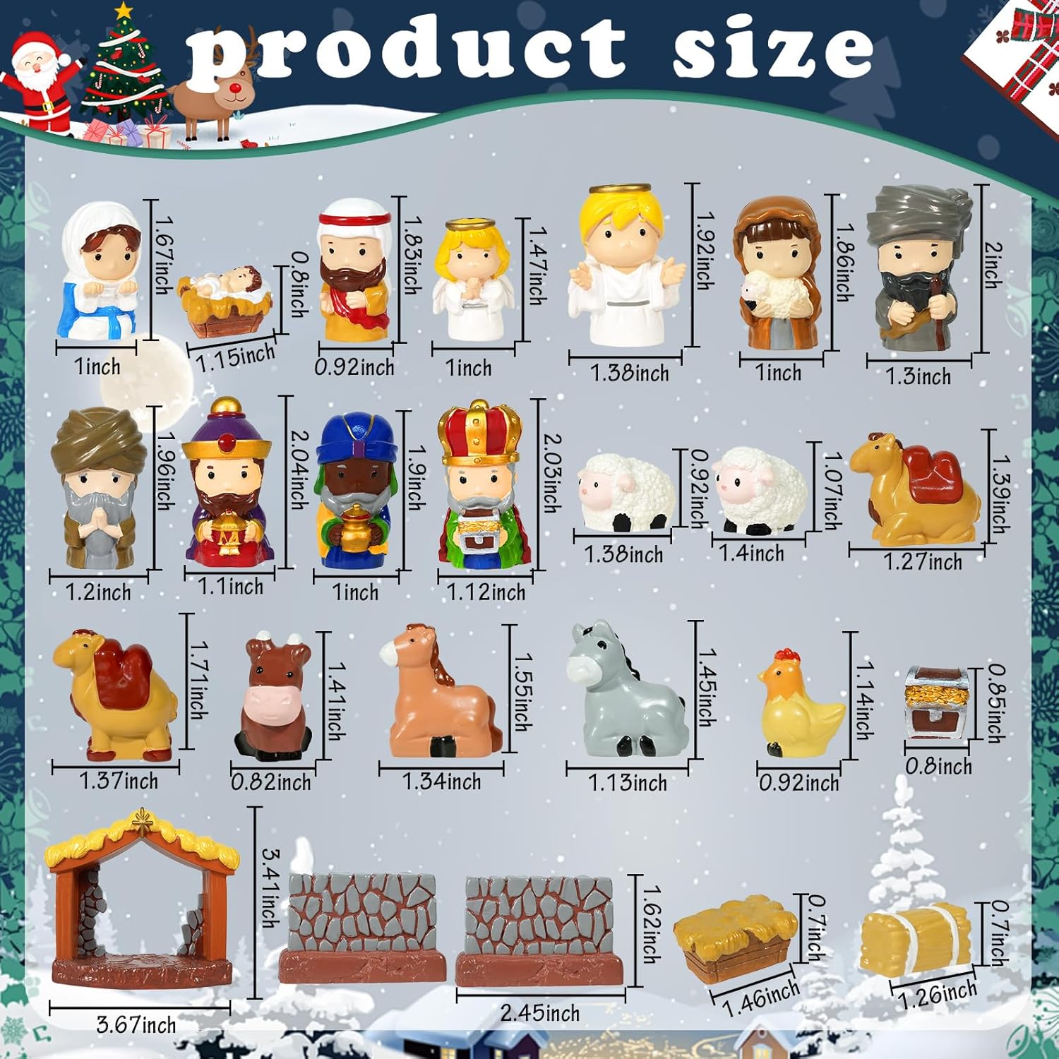 Regine Switzerland Nativity Set - 24 Pcs Hand-Painted Christmas Figurines for Festive Tabletop Decor