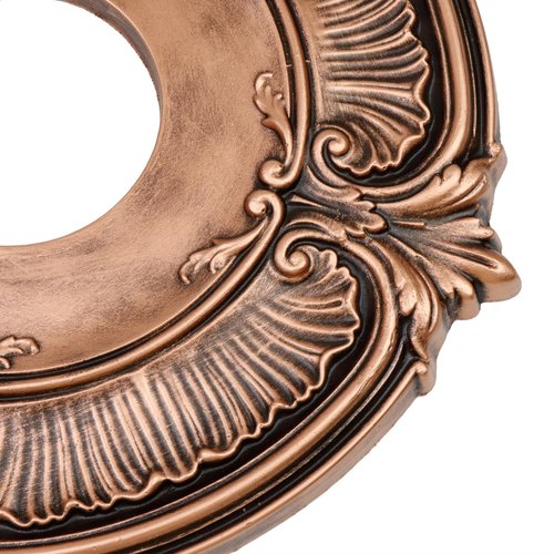 Woogim 2PCS 11.81" Round Ceiling Light Medallion PU Red Copper Decorative Ceiling Fan Medallion Ceiling Light Ceiling Cover Decorative Plate for Fans Chandeliers