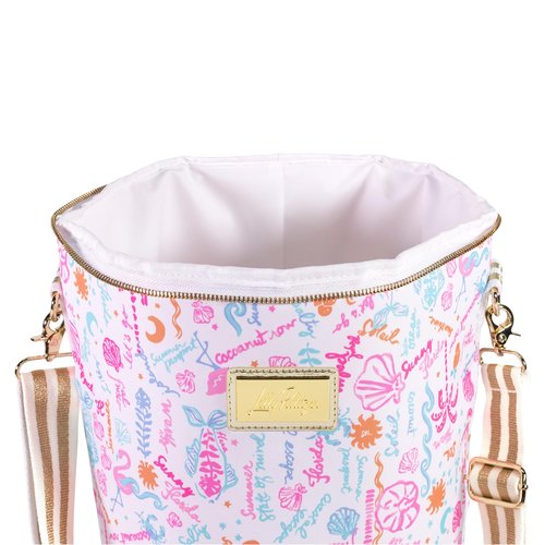 Lilly Pulitzer Insulated Soft Cylinder Beach Cooler with Adjustable/Removable Strap and Double Zipper Close (Summer Serenade)