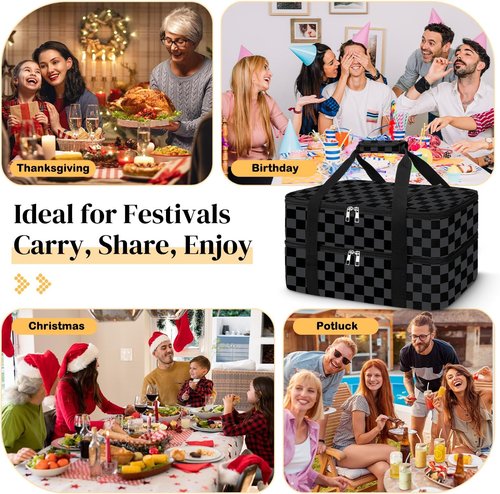 Coobiiya Insulated Casserole Carrier - Thermal Tote Bag Keeps Food Hot or Cold | Fits 9" x 13" Baking Dish