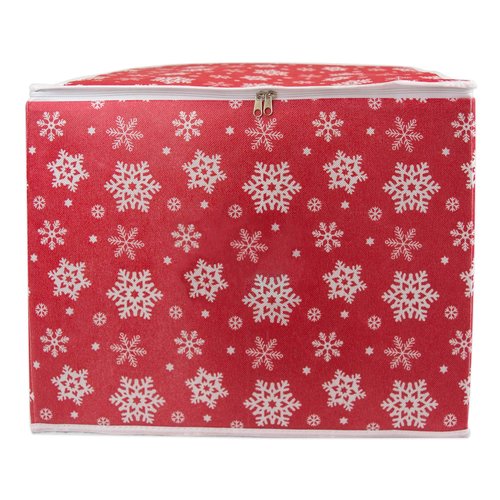 DII Christmas Storage Containers Collection Zippered with Dividers, Ornament; Large, 16x16x13, Snowflakes