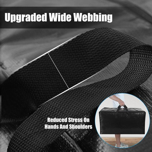 Cosy Family Heavy Duty Moving Bags - 12 Pack with Backpack Straps & Strong Zippers | X-Large Black Storage Totes