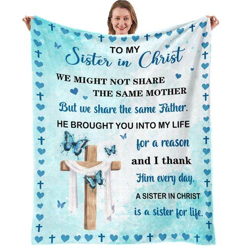 Nahjiiem Sisters in Christ Gifts for Women, Christian Gifts for Sisters, Secret Sister Gift for Women, Faith Based Blankets, Christian Sister Friends Throw Blanket 50"x60"