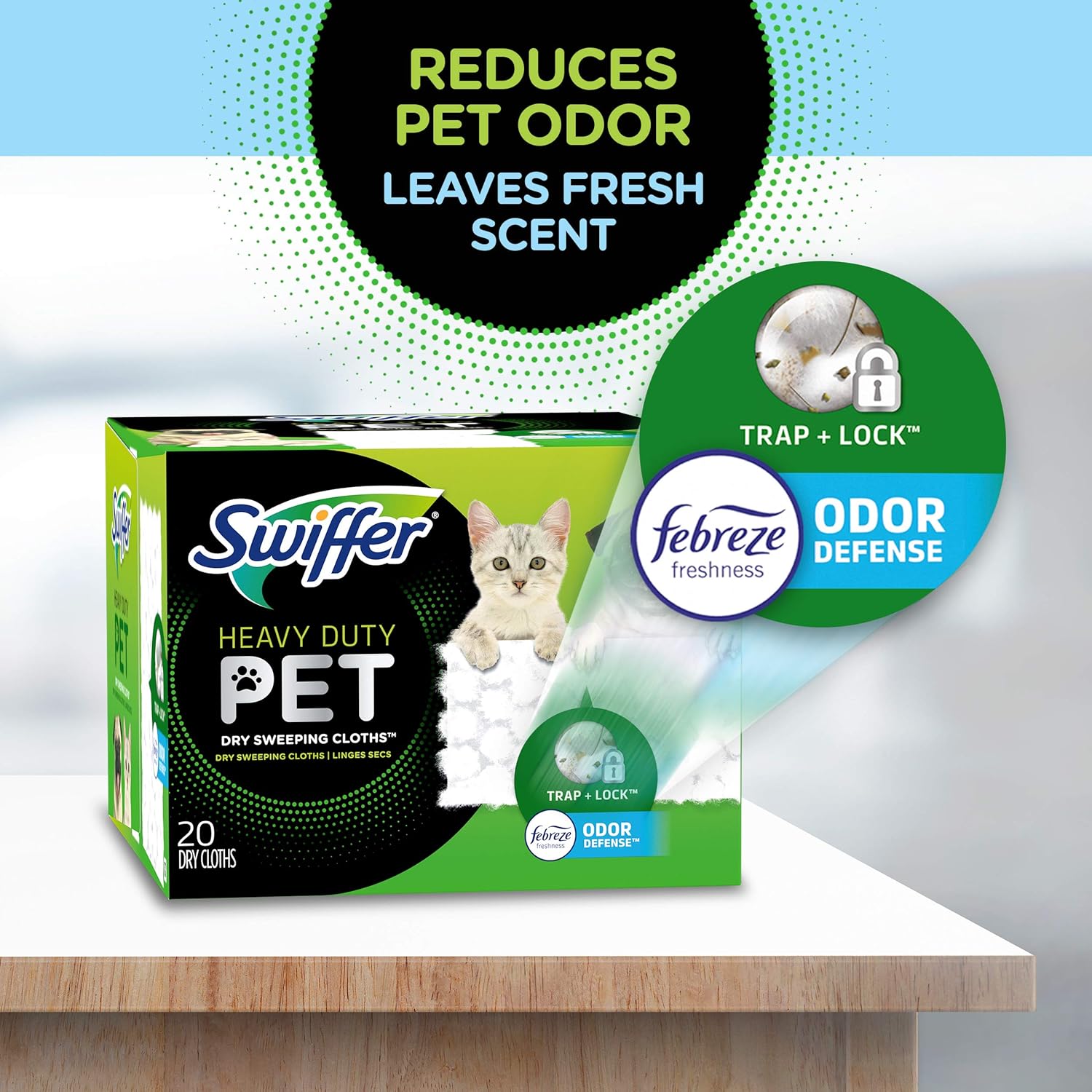 Sweep + Mop Dry Pads Refill - Heavy Duty Multi-Surface Floor Cleaner for Home & Pet | 32 Count