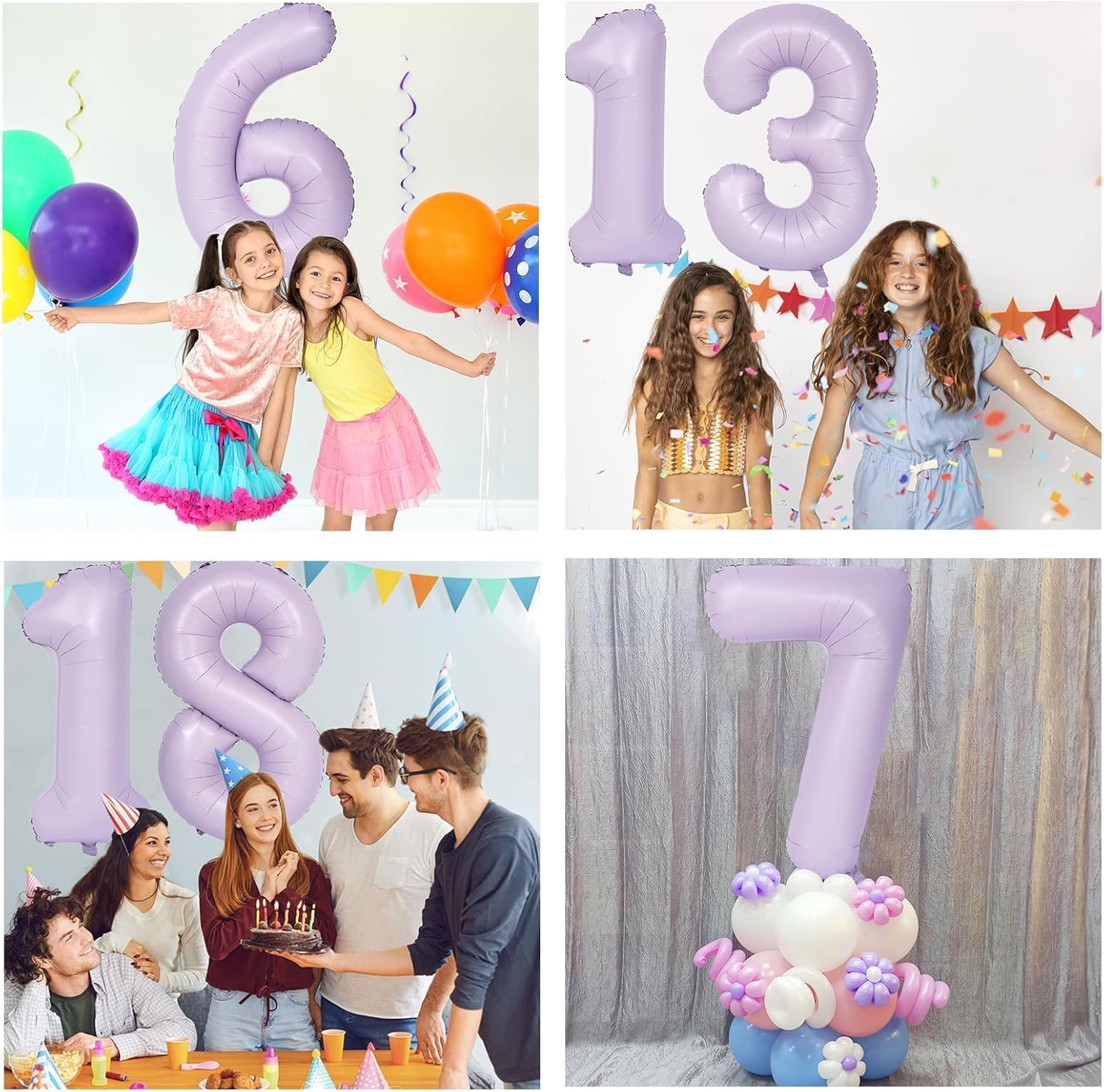 Skiennix 40-Inch Purple Number Balloon - Matte Light Purple Birthday Decoration (Number 6)