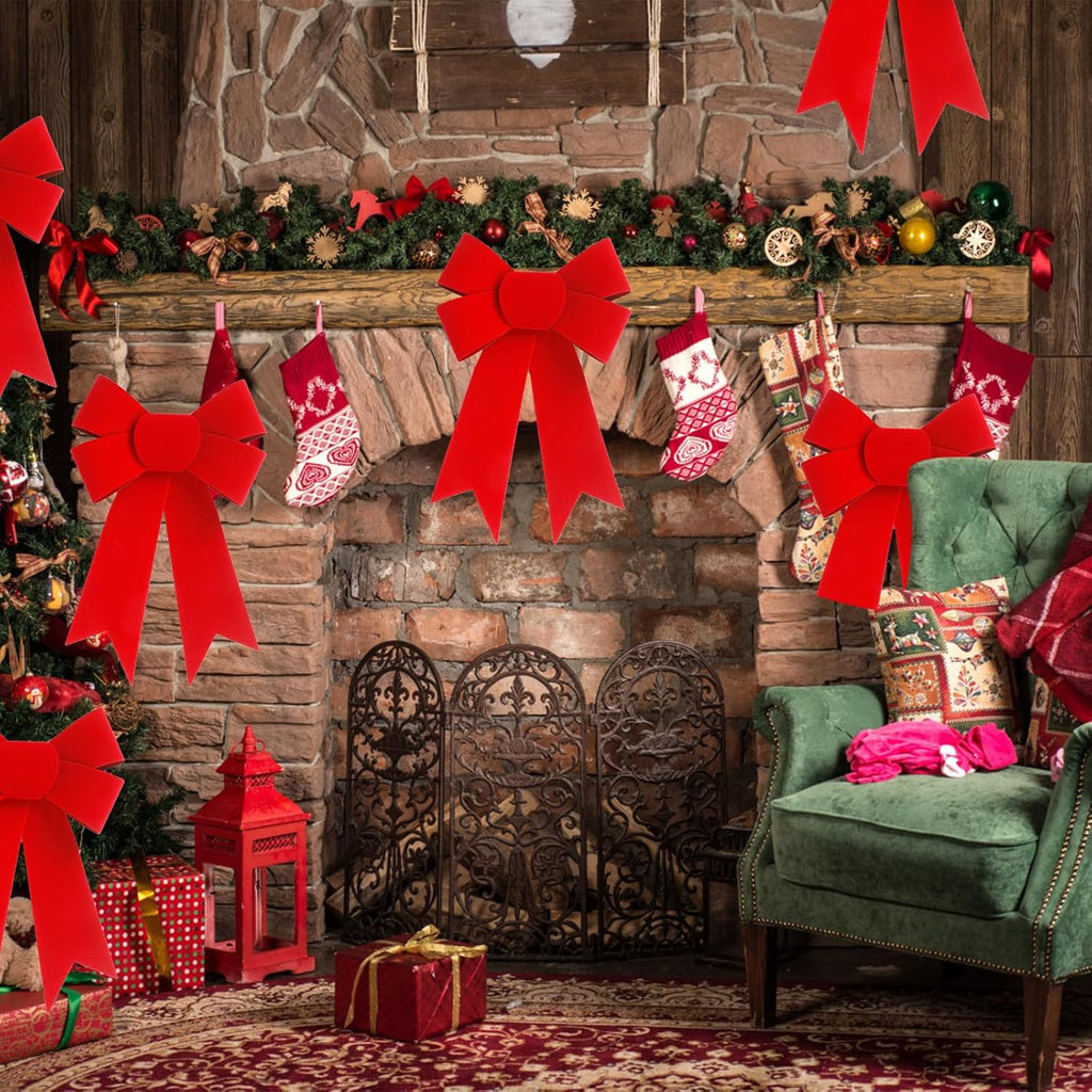 Regine Switzerland 12 PCS Red Velvet Bows - 5x8 Inches Holiday Decorations for Trees & Wreaths