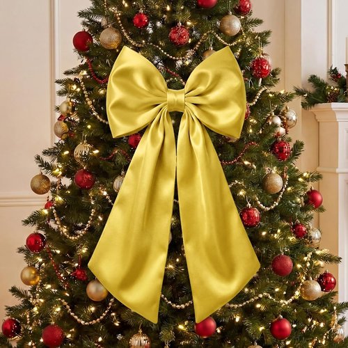 Gold Satin Bows by [Brand Name] - 3 Pcs 2 FT Large Decorative Wall Accents for Weddings & Parties