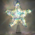 LAWOHO Christmas Tree Topper Star, Exquisite Christmas Decor, 10 Inch Shiny Iridescent Christmas Tree Decoration with 6H Timer, 20 Warm LED Lights for Xmas Tree, Holiday & Party, Indoor Decor