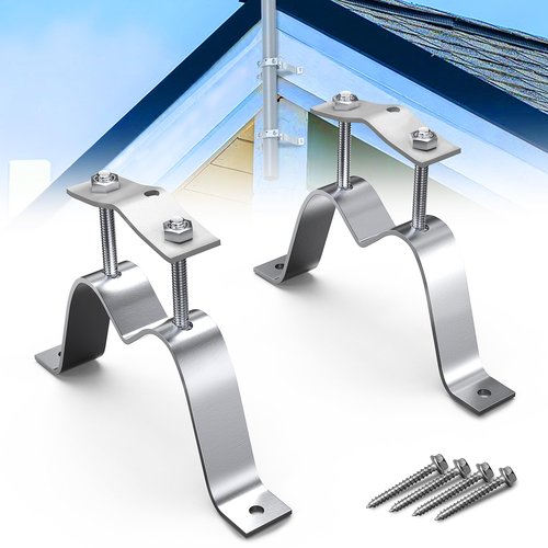 2 PACK Wall Mount Pair for TV Antenna Mast Brackets,Heavy Duty 3" Antenna Wall Mount bracket for Weather Station and Amateur Antenna,Antenna Mast Mount Bracket,Adjustable Antenna Mast Mount Up to 2.5”