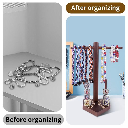 Loan Chiangmai Baseball and Softball Jewelry Organizer - Wooden Display Holder for Championship Rings & Drip Necklaces, All-in-One Sports Ring Holder, Perfect Display Gift for Athletes and Fans