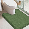 COSY HOMEER Toilet Rugs U-Shaped 24"x20",Soft Absorbent Bath Mat with Non-Slip TPR Backing, Machine Washable Shaggy Bath Rug for Toilet,Green