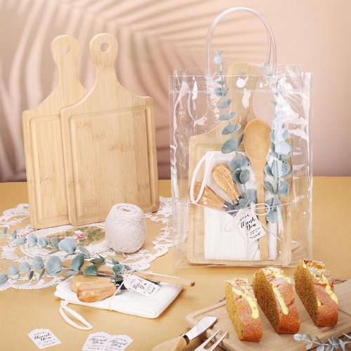 110PCS Baby Shower Prizes for Game Winners 12 Sets Baby Shower Gifts Bamboo Cheese Board Spoon Towel Artificial Eucalyptus Stems Thank You Card Gift Bag for Baby Bridal Shower Wedding Favors