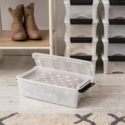 IRIS USA 6 Qt Stackable Storage Bins - BPA-Free, Durable Nestable Containers with Lids - 10 Pack, Pearl Color