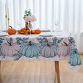 VEDACHIC Thanksgiving Tablecloth Blue Fall Pumpkin Buffalo Plaid Rectangle Table Cloth - 60x84 Inch Oblong Autumn Polyester Table Cover Reusable Water Resistant for Outdoor Holiday Party Picnic