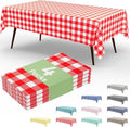 Misaya Disposable Tablecloths - 4 Packs Waterproof Plastic, 54 x 108 Inch Red & White Checkered for Parties & Picnics