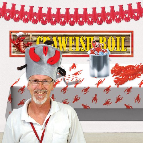 Beistle Red and White Crawfish Tablecovers, 2-Pack Plastic Tablecloths for Crawfish Boil Parties, Seafood Feast Decorations, Summer Picnic and Cajun Cookout Table Settings, 54” x 108”
