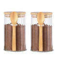 Steviieden 24 FL OZ Airtight Glass Jars with Bamboo Spoons Lids Overnight Oats Container Decorative Coffee Bar Food Storage Jar Cereal Nuts Salts Coffee Tea Flour Sugar Container Spice Jars (2Pack)