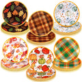 Uiifan 120 Pcs Fall Pumpkin Paper Plates Thanksgiving Dinnerware Set Maple Leaf Dessert Plates Disposable Autumn Harvest Round Dishes for Halloween Birthday Party Decoration, 6 Styles(7 Inch)
