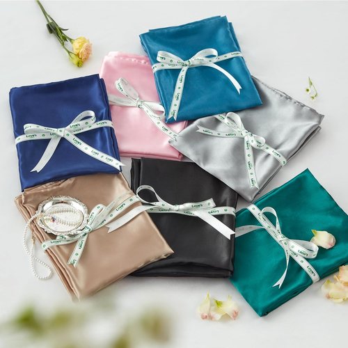 Love's Cabin Satin Pillowcase Set - Cooling Pillow Covers for Hair & Skin, 20x26 Inches, Navy