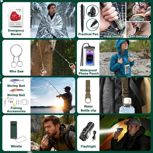 Survival Kit Advent Calendar 2025, 24 Days Christmas Countdown for Camping Fishing Hiking Adventures Xmas Holiday Surprise for Outdoor Enthusiasts Adult Men Teen Boys