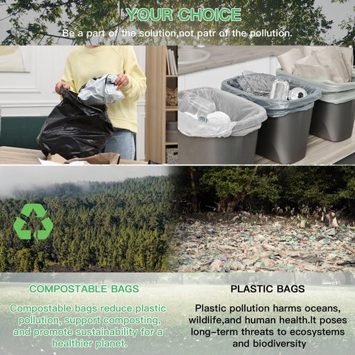 4 Gallon Small Bathroom Black Trash-Bags - Compostable Mini Garbage Bags 100 Count Biodegradable Little Waste Basket Kitchen Office Car Unscented Tiny Liners Strong Thick Inwaysin