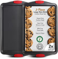 Skiennix Baking Sheet Set - 2-Piece Nonstick Cookie Sheets with Silicone Handles | BPA-Free Steel Pans
