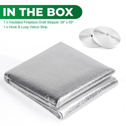 Forestchill Fireplace Cover, 3-Layer Insulation Fireplace Draft Stopper with Velcor, Keep Drafts Out & Prevent Heat Loss, 39" x 55", Easy Cut to Fit