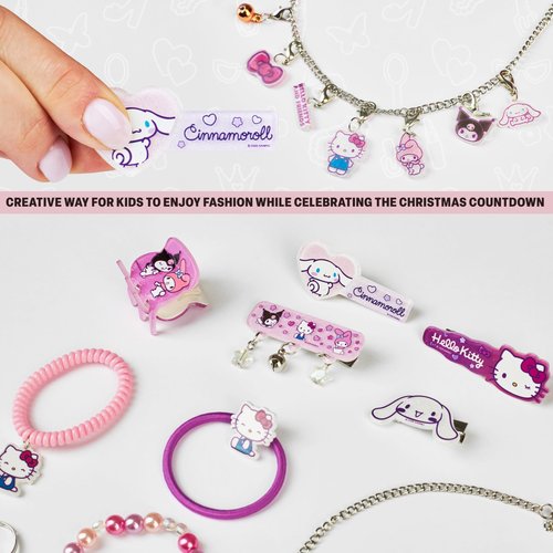 Get Trend Hello Kitty Sanrio Girls Hair Accessories Advent Calendar 2025 Hair Ties Clips Earrings Scrunchies Necklace Kawaii Xmas Countdown Gifts (Pink Hello Kitty)