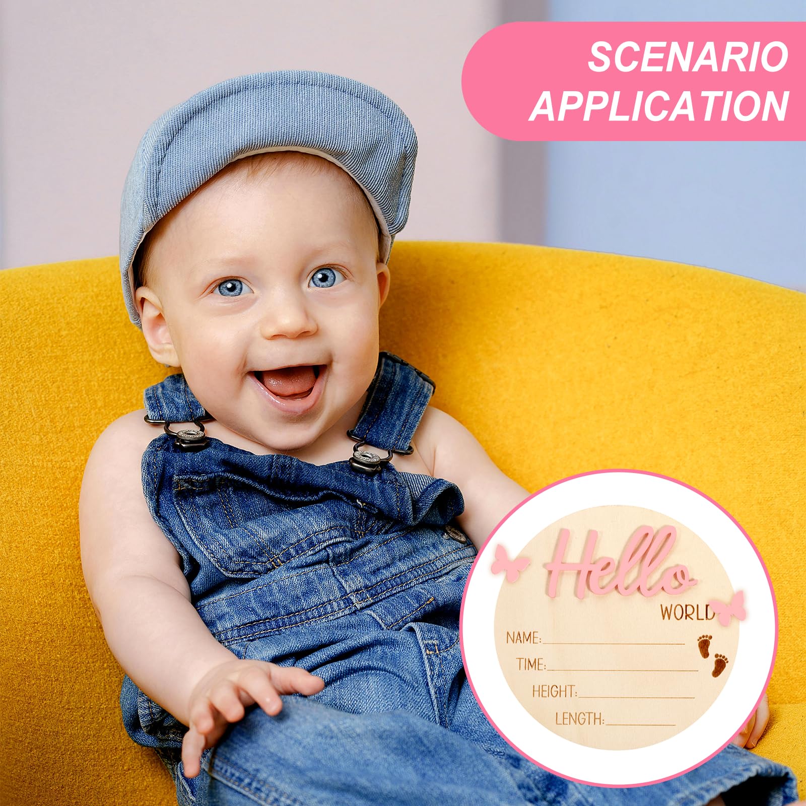 1 PCS Baby Name Sign, Pink Baby Name Announcement Sign, Wooden Newborn Sign, Newborn Name Sign for Hospital Sign, Baby Custom Name Sign for Newborn Baby