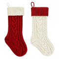 PETOX 2 Pack 18" Personalized Christmas Stockings, 18inch Large Cable Knitted Xmas Hanging Stocking Decorations for Holiday Christmas Party Family Decor (Lvory/Burgundy)