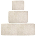 mDesign Non-Slip Microfiber Polyester Rectangular Spa Mat/Bath Rugs, Plush Heathered Water Absorbent Accent Rug for Bathroom Vanity, Bathtub/Shower, Machine Washable, Set of 3 - Linen/Tan