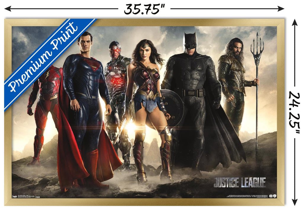 Trends International DC Comics Movie - Justice League - Group Wall Poster, 22.375" x 34", Gold Framed Version
