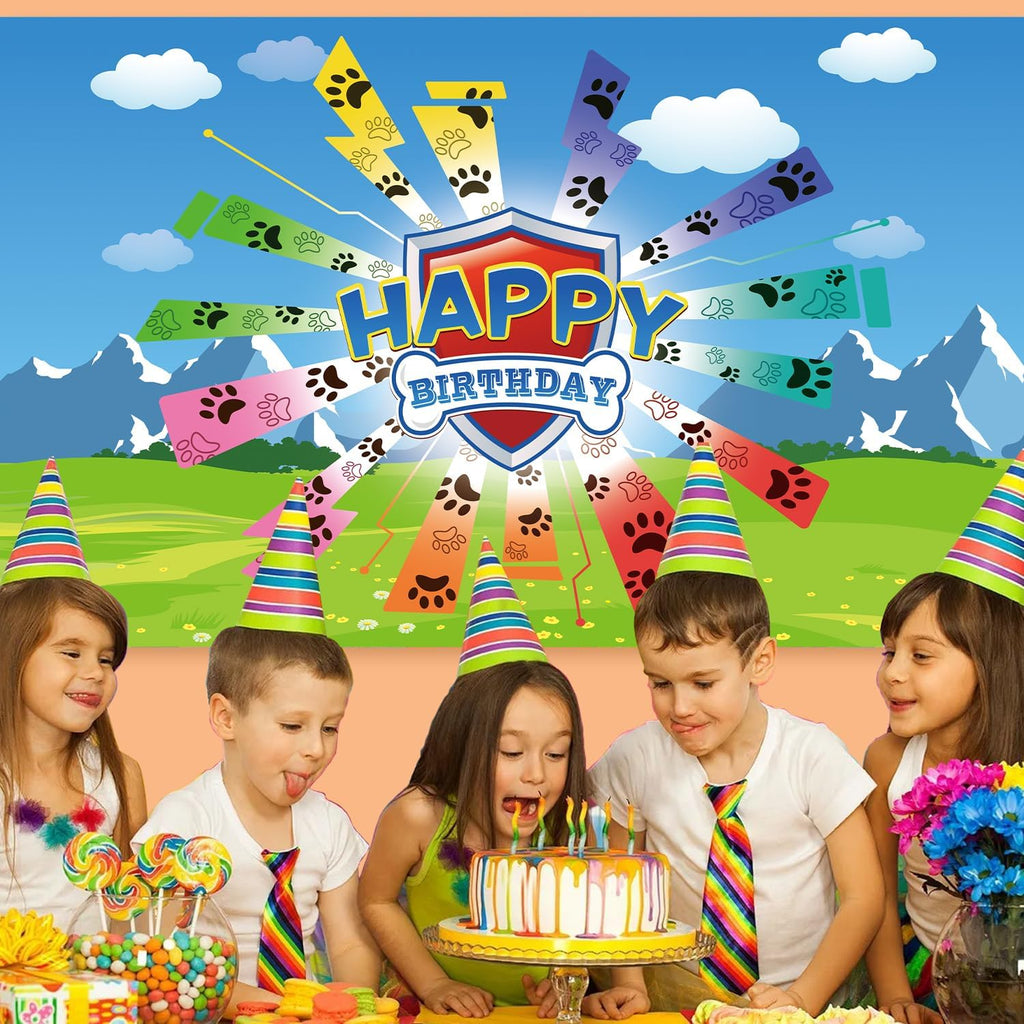 Skiennix Dog Paw Birthday Banner - Giant 70.8x43.3 Inch Decoration for Baby & Kids Parties