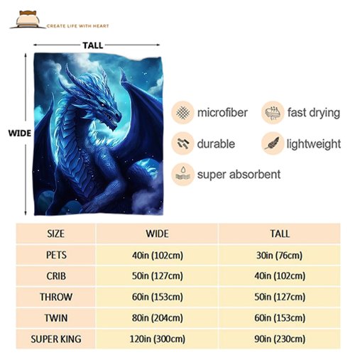 Blue Dragon Throw Blanket for Kids Dragons Lovers Boys Girls Under 15 Adults Woman Men - Flannel Fuzzy Soft Dragon Print Merchandise Lap Blanket Sheets Gifts - 50"X40" Decor for Living Room Sofa Couch
