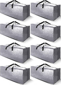 Cosy Family Extra Large Moving Bags - 8 Pack with Backpack Straps & Strong Handles (40 Gal, Silver)