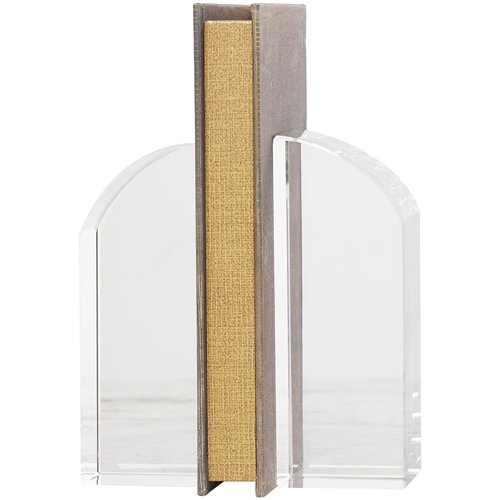 Deco 79 Crystal Geometric Decorative Bookends Arched Non Skid Bookends, Set of 2 Office Bookends2 W, 6" H, Clear