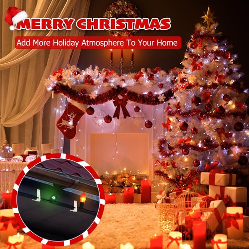 Christmas Light Hanger Clips for Fascia Board, Deck Banister, Roof Gutter, Fence, Eave Decoration - Plastic Holiday Clips (50 PCS, 1 5/8")