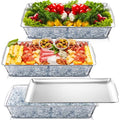 Baderke 3 Set 16" x 9'' Chilled Serving Tray for Parties with Compartments Rectangle Serving Dish Ice Charcuterie Party Platter for Shrimp Fruit Seafood Vegetable Appetizer (Silver)