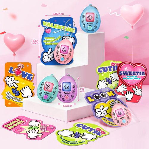 Shyling Valentines Day Cards for Kids School - 24 Pack Rock Paper Scissors Keychain Party Favors Bulk Toys with Cards, Valentines Day Gifts for Kids Classroom Prize School Exchange Boys Girls.