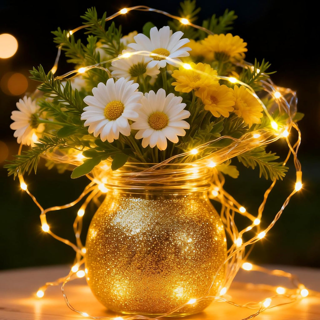 Skiennix Fairy String Lights - 50 LED Copper Twinkle Lights with Remote & Timer | 16ft Waterproof for Indoor Decor