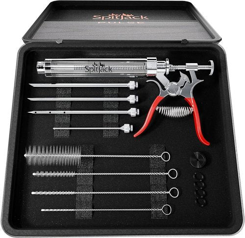 SpitJack PULSE Meat Injector Gun and Injection Syringe for BBQ. Marinade Flavor Injector for Smoked Brisket, Chicken, Ribs, Pork Butt, and Turkey. Competition Barbecue Smoker Accessories Tool.