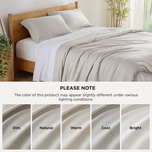 Bedsure 100% Rayon Derived from Bamboo Duvet Cover King Size - Lightweight Silky Cooling Comforter Cover Set for Hot Sleepers, Breathable & Moisture-Wicking Bedding Set, Linen