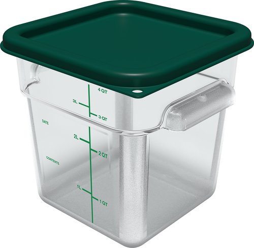 Carlisle FoodService Products Squares Square Food Storage Container with Stackable Design for Catering, Buffets, Restaurants, Polycarbonate (Pc), 4 Quarts, Clear