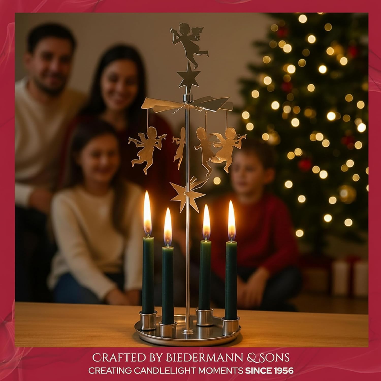 Biedermann & Sons Unscented Pine Green Tree & Chime Candles | 4 Inch Tall, 20-Pack - 2-Hour Burn Time