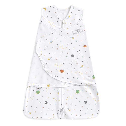 HALO 100% Cotton Sleepsack Swaddle - 3-Way Adjustable Wearable Blanket, TOG 1.5, Space, Small (3-6 Months)