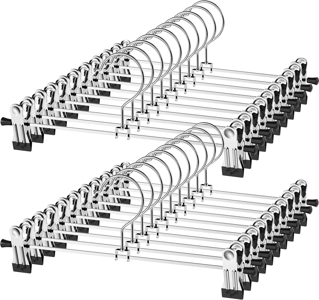 Northern Brothers Heavy-Duty Pants Hangers with Clips - Adjustable 20-Pack for Space-Saving Closet Organization