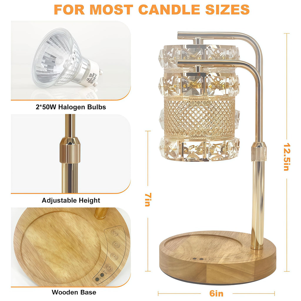 JOYARR Touch Control Candle Warmer Lamp Set of 2, Height Adjustable Electric Wax Melt Dimmable for Jar Candles with 2 Bulbs Timer, Gifts for Mom Christmas House Warming Living Room Bedroom Home Decor