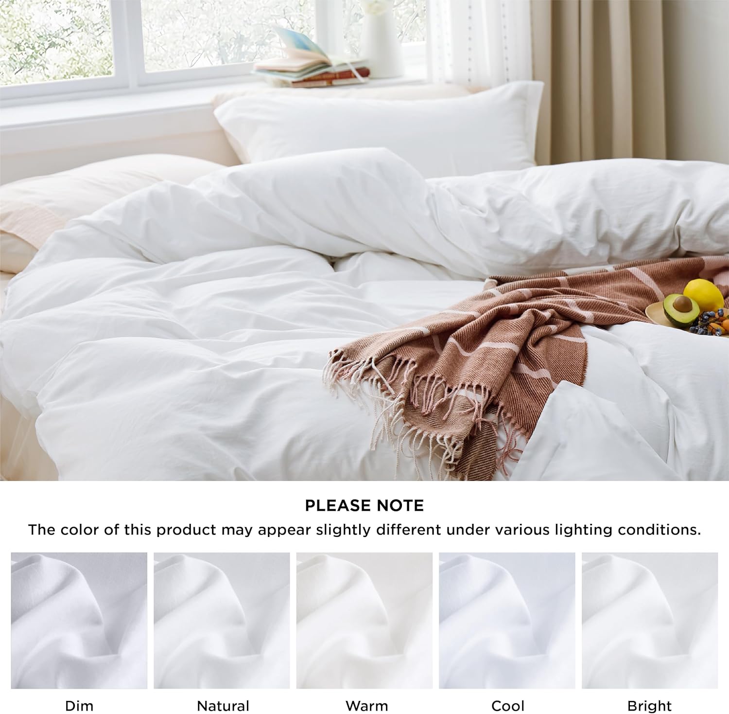 Bedsure Duvet Cover Set - Extra Soft Prewashed Cotton-Like Polyester | Twin/Twin XL, White, Zipper Closure